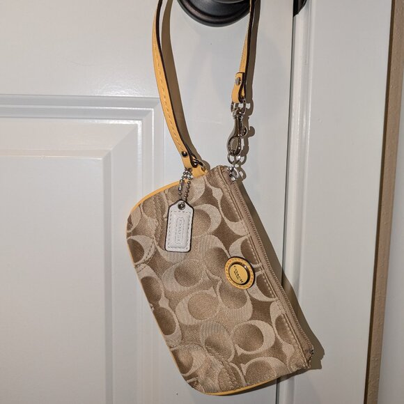 Coach gold/yellow wristlet wallet - Picture 1 of 3